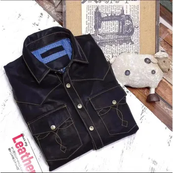 Moto bunda Leather Fashion Vyšívaná motorkářská bunda z jehněčí kůže Velikost: M, Barva (Varianta): Golden Line