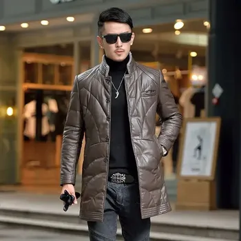 Moto oblečení Leather Fashion Péřová bunda z jehněčí kůže s prošíváním a kapucí Barva: Hnědá, Velikost: S