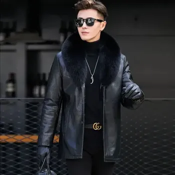 Moto bunda Leather Fashion Zimní bunda z jehněčí kůže s kožešinovou podšívkou Velikost: S, Barva (Varianta): Medium black black