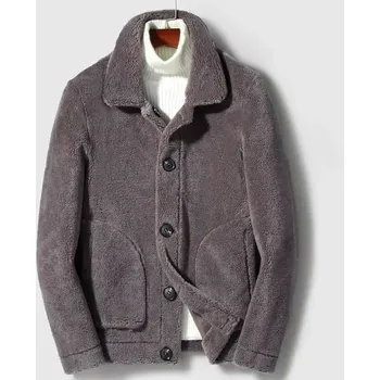 Moto bunda Leather Fashion Oboustranný vlněný kabát v elegantním pánském střihu Barva: Tmavě Šedá, Velikost: 3XL