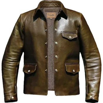 Moto bunda Leather Fashion Zakázková kožená bunda v klasickém stylu s vintage vzhledem Barva: Zelená, Velikost: L