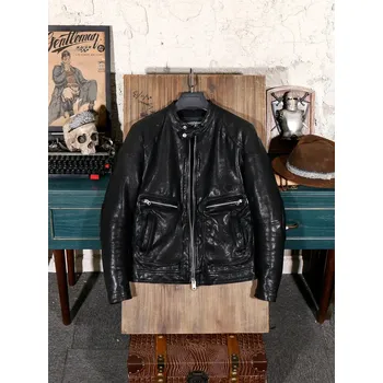 Moto bunda Leather Fashion Luxusní jezdecká bunda z italské jehněčí kůže Barva: Černá, Velikost: L