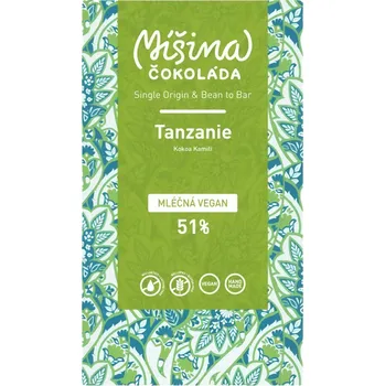 Čokoláda Vysokoprocentní mléčná čokoláda 51% Tanzanie - Míšina čokoláda