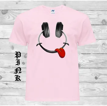 Pánské tričko levne-bavlnene-vtipne-tricko-potisk-vesela-sluchatka Barva: Pink - růžová, velikost: L