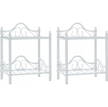 Noční stolek Noční stolky, 2 ks, ocel a tvrzené sklo, 45x