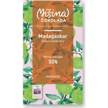 Čokoláda Vysokoprocentní mléčná čokoláda 50% Madagaskar se zelenými mandarinkami - Míšina čokoláda