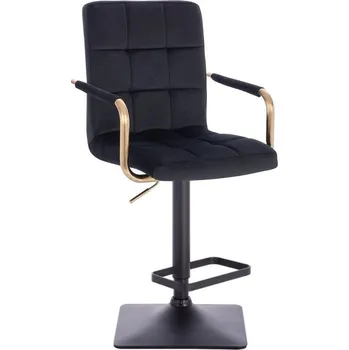 Barová židle LuxuryForm DESIGN Barová židle VERONA GOLD VELUR na černé hranaté podstavě - černá