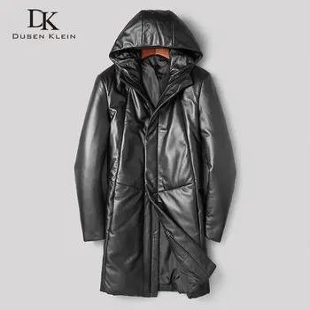 Moto bunda Leather Fashion Zimní péřová bunda z jehněčí kůže s kapucí Barva: Černá, Velikost: 7XL