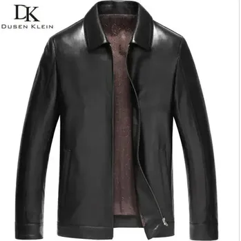 Pánské sako Leather Fashion Elegantní kožené sako z jehněčí kůže pro každodenní nošení Velikost: 4XL, Barva (Varianta): Black Turn down