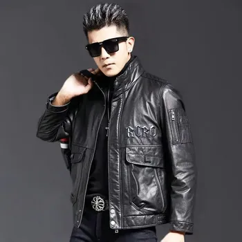 Moto bunda Leather Fashion Motorkářská bunda z jehněčí kůže s voskovaným efektem a stojáčkem Barva: Černá, Velikost: M