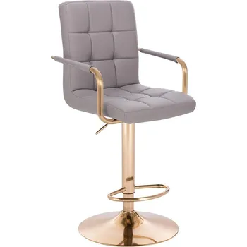 Barová židle LuxuryForm DESIGN Barová židle VERONA GOLD na zlatém talíři - šedá