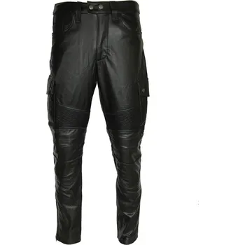 Pánské kalhoty Leather Fashion Kožené motorkářské kalhoty s ochrannými prvky Velikost: 4XL, Barva (Varianta): Černá