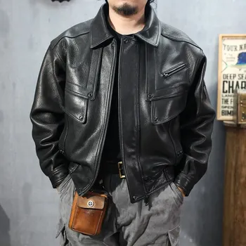 Moto bunda Leather Fashion Pánská bunda z italské kozí kůže s klasickým designem Velikost: S