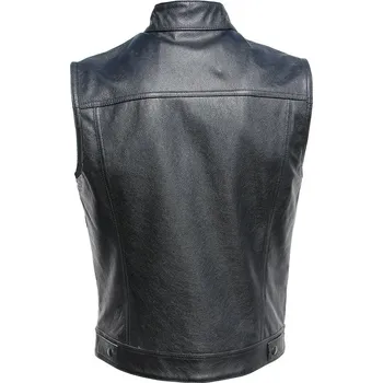 Moto bunda Leather Fashion Kožená motorkářská vesta z hovězí kůže s výšivkou Velikost: L, Barva (Varianta): Černá