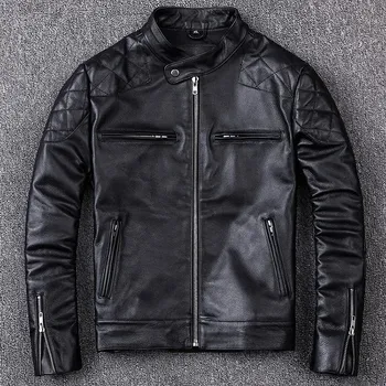 Moto bunda Leather Fashion Motorkářská bunda z hovězí kůže v jarním stylu Velikost: XS, Barva (Varianta): Black Cowhide