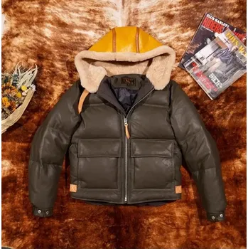 Moto bunda Leather Fashion Pánská péřová bunda z pravé kůže s výplní z kachního peří Velikost: L, Barva (Varianta): soft sheepskin