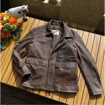 Moto bunda Leather Fashion Vintage bunda z broušené hovězí kůže v ležérním stylu Velikost: S, Barva (Varianta): cowhide