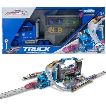 autíčko Policejní kamion se 4 auty a dopravními značkami