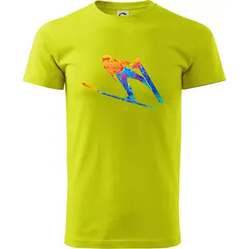 Pánské tričko Skokan na lyžích splash - Klasické pánské triko vyšší gramáže - 2XL ( Limetková )