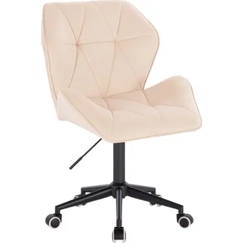LuxuryForm DESIGN Kosmetická židle MILANO MAX VELUR na černé podstavě s kolečky - krémová