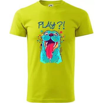 Pánské tričko Pes - Play?! - Klasické pánské triko vyšší gramáže - XS ( Limetková )