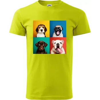 Psi štěňata koláž - Klasické pánské triko vyšší gramáže - 2XL ( Limetková )