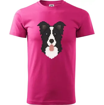 Border kolie Pixel - Klasické pánské triko vyšší gramáže - XS ( Purpurová )