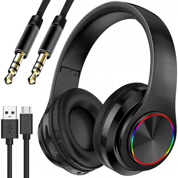 Sluchátka Bezdrátová sluchátka B39 Bluetooth RGB s mikrofonem černá