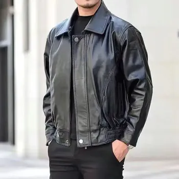 Moto bunda Leather Fashion Zimní letecká bunda z jehněčí kůže v bomber stylu Velikost: M, Barva (Varianta): Sheepskin ThickBlack