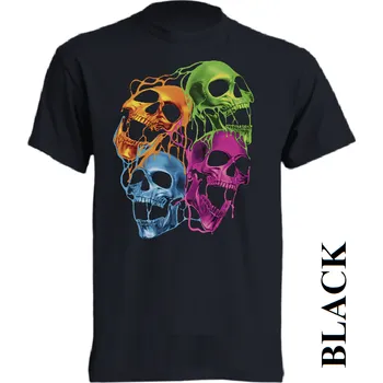 Pánské tričko levne-bavlnene-tricko-potisk-vesele-lebky Barva: Pink neo - matně růžová, velikost: M