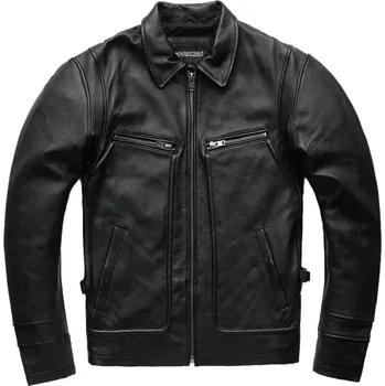 Moto bunda Leather Fashion Kožená bunda z hovězí kůže Velikost: 4XL, Barva (Varianta): Černá