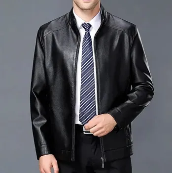 Moto bunda Leather Fashion Zimní bunda z jehněčí kůže s hustou podšívkou Velikost: L, Barva (Varianta): B Black Thin