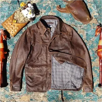 Moto bunda Leather Fashion Retro pánská bunda z matné kůže Velikost: L, Barva (Varianta): Hnědá