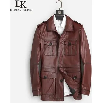 Moto bunda Leather Fashion Kožená bunda z hovězí kůže v jednoduchém stylu Barva: Vínová, Velikost: L