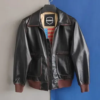 Moto bunda Leather Fashion Pilotní kožená bunda A2 s vintage vzhledem Barva: Černá, Velikost: L