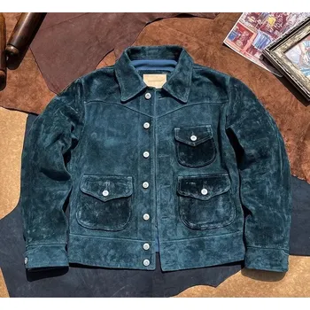 Moto bunda Leather Fashion Semišová bunda v západním stylu s retro designem Velikost: M, Barva (Varianta): Modrá