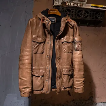 Moto bunda Leather Fashion Safari bunda z pravé kůže v klasickém střihu Barva: Hnědá, Velikost: 2XL