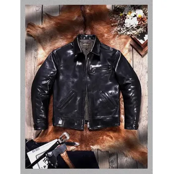 Moto bunda Leather Fashion Pánská vintage bunda z telecí kůže v jezdeckém stylu Barva: Černá, Velikost: L