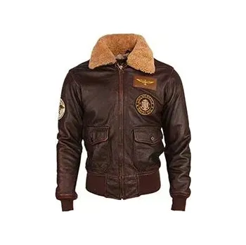 Moto bunda Leather Fashion Kožená bunda z teletiny s kožešinovým límcem Velikost: L, Barva (Varianta): Vintage Brown