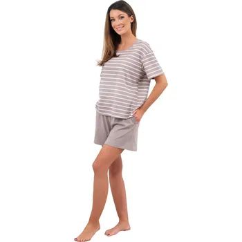 Dámské pyžamo Dámské pyžamo ITALIAN FASHION BETTY krátká print/cappuccino/cappuccino M 0