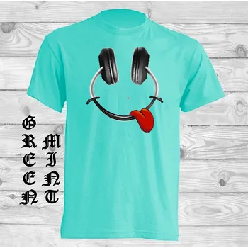 Pánské tričko levne-bavlnene-vtipne-tricko-potisk-vesela-sluchatka Barva: Mint green - mátově zelená, velikost: XS