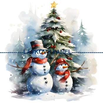 Panel bavlna - Sněhuláci - ZIM 19 Velikost: 20x20cm