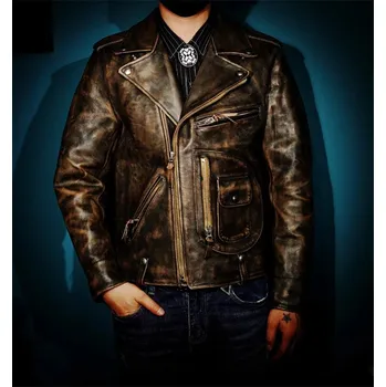 Moto bunda Leather Fashion Silná motorkářská bunda z pravé kůže v luxusním provedení Barva: Hnědá, Velikost: M