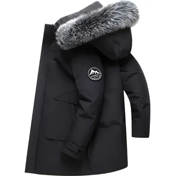 Leather Fashion Dlouhá zimní péřová parka s kapucí a teplou výplní Barva: Černá, Velikost: S