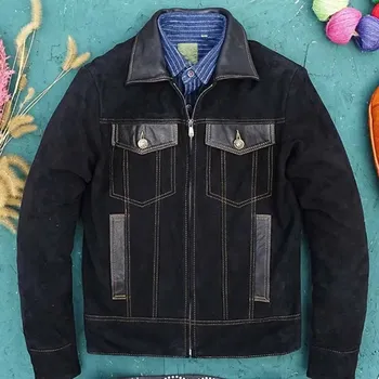 Moto bunda Leather Fashion Jarní bunda z jehněčí kůže v elegantním stylu Barva: Černá, Velikost: L