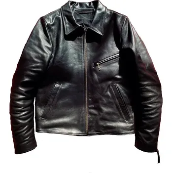 Moto bunda Leather Fashion Motorkářská bunda z pravé kůže v retro stylu Barva: Černá, Velikost: M