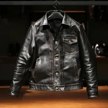 Moto bunda Leather Fashion Kožená bunda z koňské kůže v retro stylu 506 Barva: Černá, Velikost: L