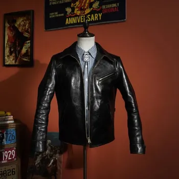 Moto bunda Leather Fashion Silná jezdecká bunda z pravé kůže v retro stylu Barva: Černá, Velikost: M