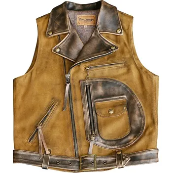 Moto bunda Leather Fashion Motorkářská bunda s plátěnými detaily z kůže Barva: Hnědá, Velikost: 3XL