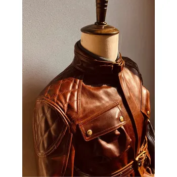 Hodinky Leather Fashion Pánský dlouhý kabát M65 z italské hovězí kůže v armádním stylu Barva: Hnědá, Velikost: XXS